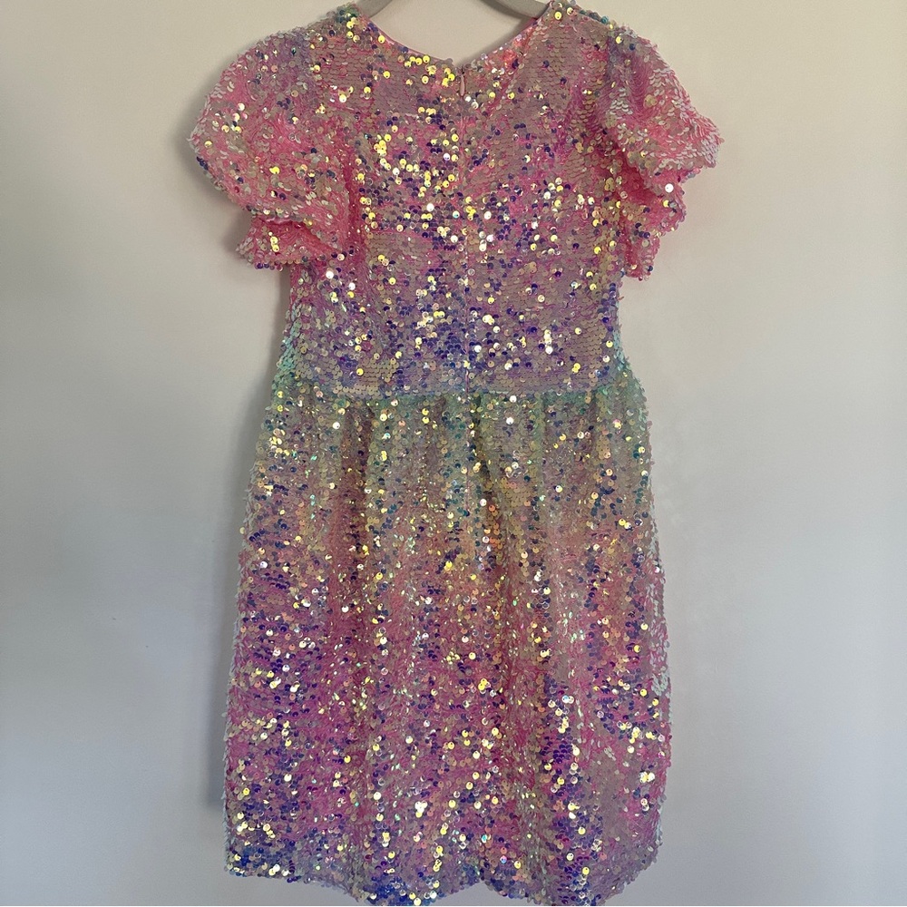 Lola and the Boys Sparkling Rainbow Sequin Ombre Dress 8 - Picture 6 of 9